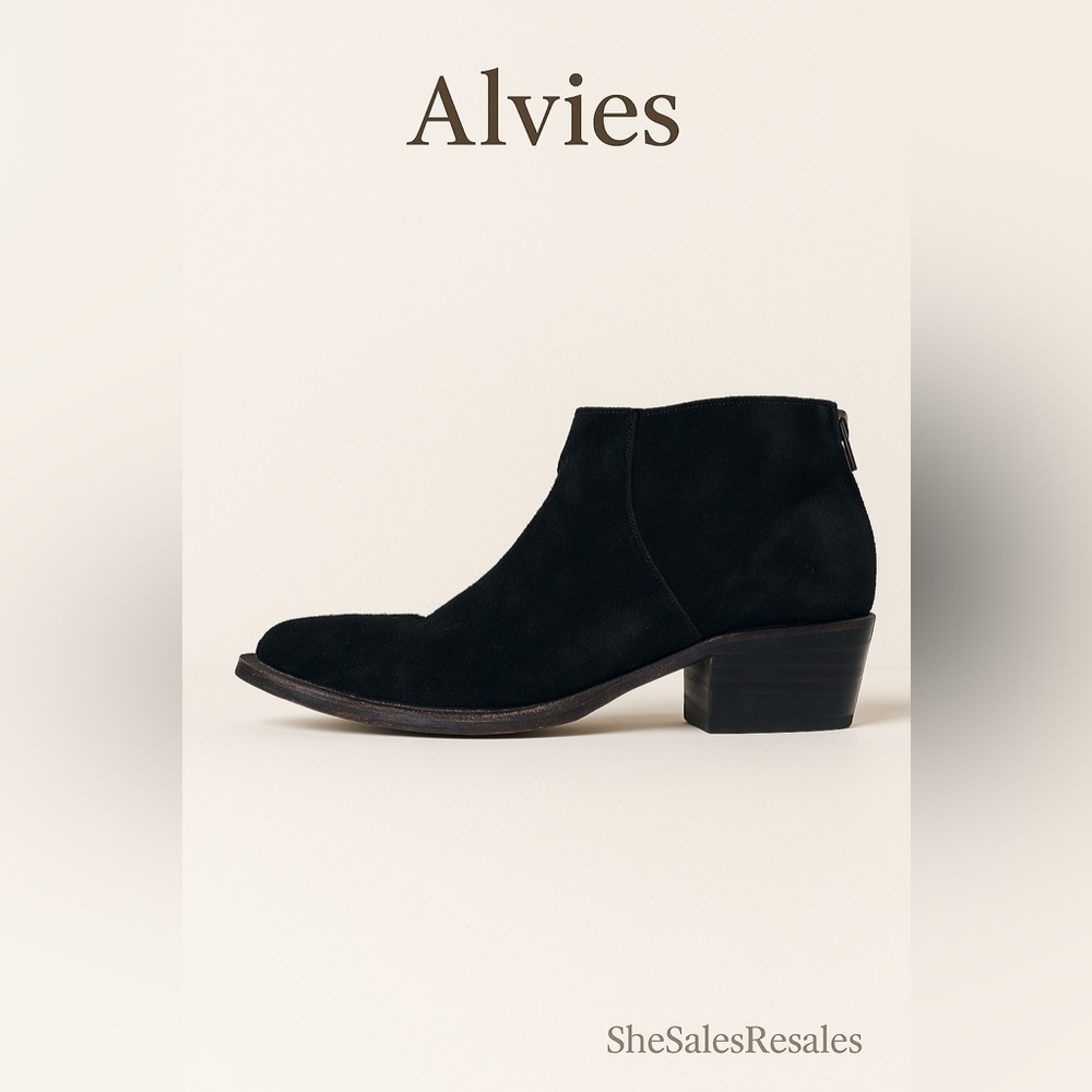 Alvies Women’s Black Suede Leather Ankle Booties Size 9B Style 39611 Made in Mex
